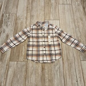 Cat & Jack Button Down Long Sleeve Flannel Shirt - Off White